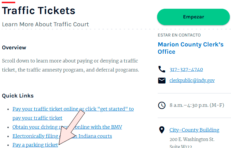 como saber si tengo un ticket de transito en indiana