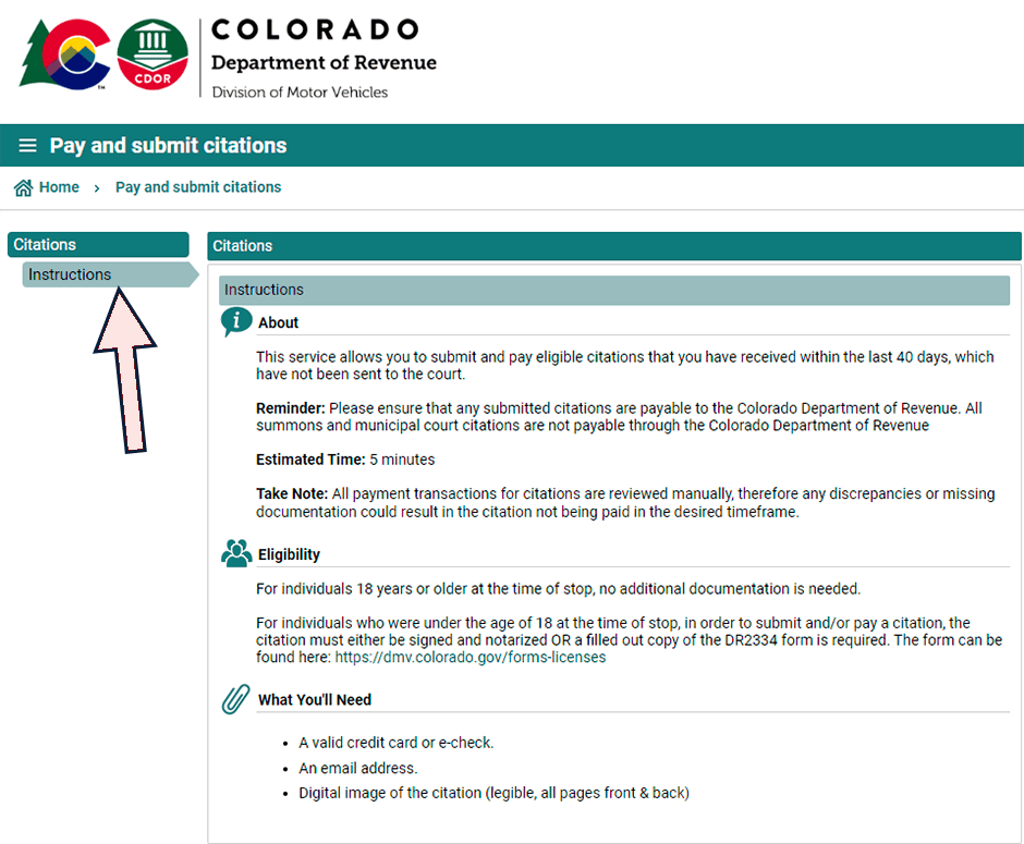como verificar las multas de tránsito en Colorado